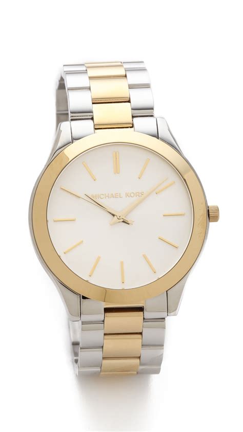 michael kors silver and gold runway watch|Michael Kors silver runway watch.